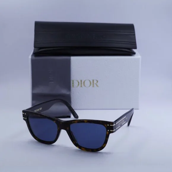 Dior DIORSIGNATURE S6U 20B0 Sunglasses Havana Square Frame, Blue Lenses - Picture 10 of 10